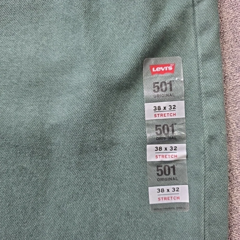 Levis 501 Original Fit Jeans Green 38x32 Straight Leg Button Fly Mens NWT